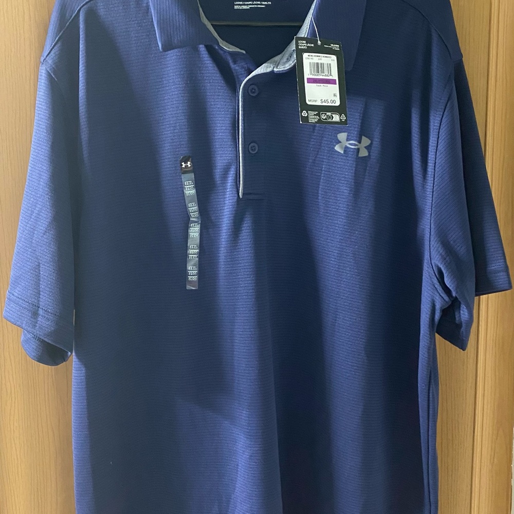 Under Armour Blue Polo Shirt Moisture-Wicking Athletic Wear